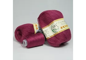 Пряжа 90% пух норки, 10% полиамид, Long Mink Wool, цвет: 049 ягодный щербет, 350 м. 