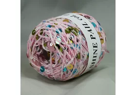 Пряжа 98% хлопок, 2% пайетки, Shine Paill, Kutnor, Италия, цвет: розовый, пайетка мультиколор, 120 м/50 гр. (5368)