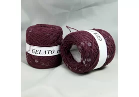 Пряжа 90% хлопок, 10% пайетки 6 мм, Gelato, Kutnor, Италия, цвет: винный, пайетка прозрачная, 415 м/50 гр. (5370)
