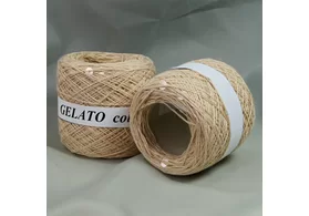 Пряжа 90% хлопок, 10% пайетки 6 мм, Gelato, Kutnor, Италия, цвет: теплый беж, пайетка прозрачная, 415 м/50 гр. (5373)