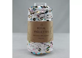 Королевские пайетки 55% хлопок, 45% полиэстер, Royal Paillettes, цвет: белый мультиколор 01-multi, 230 м/100 гр. 