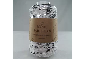 Королевские пайетки 55% хлопок, 45% полиэстер, Royal Paillettes, цвет: белый серебро 01-silver, 230 м/100 гр. 