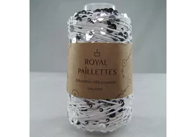 Королевские пайетки 55% хлопок, 45% полиэстер, Royal Paillettes, цвет: белый серебро 01-silver, 230 м/100 гр. 