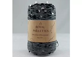 Королевские пайетки 55% хлопок, 45% полиэстер, Royal Paillettes, цвет: темно-серый меланж черный 96, 230 м/100 гр. 
