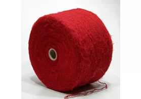 3792: мохер/ПА/эластан, сток  Италия, красный на черной основе, 950 м/100 гр.